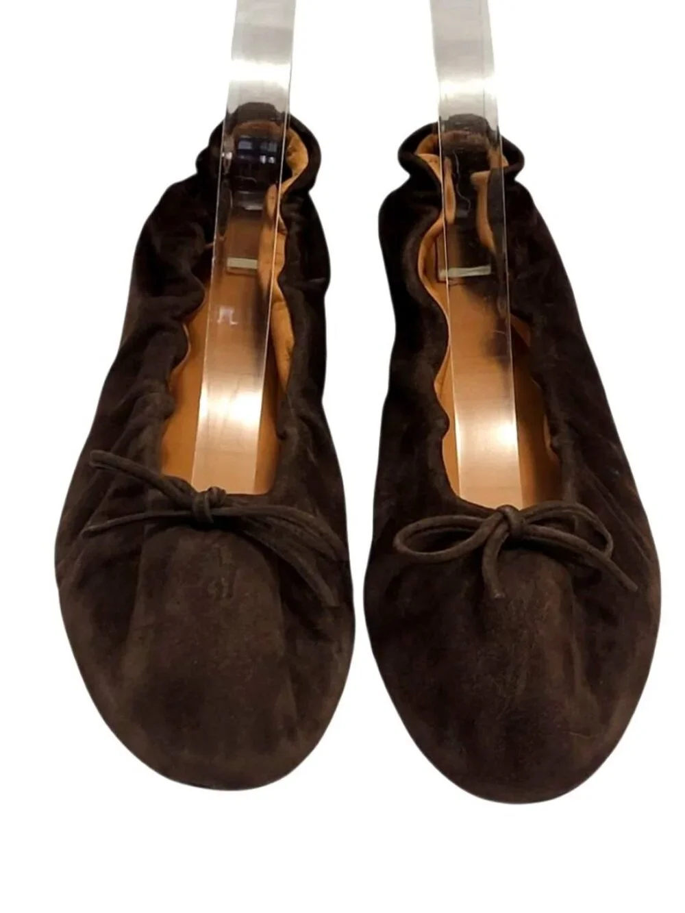 Polo Ralph Lauren Chocolate Suede Ballet Flats Pony Logo with Bow